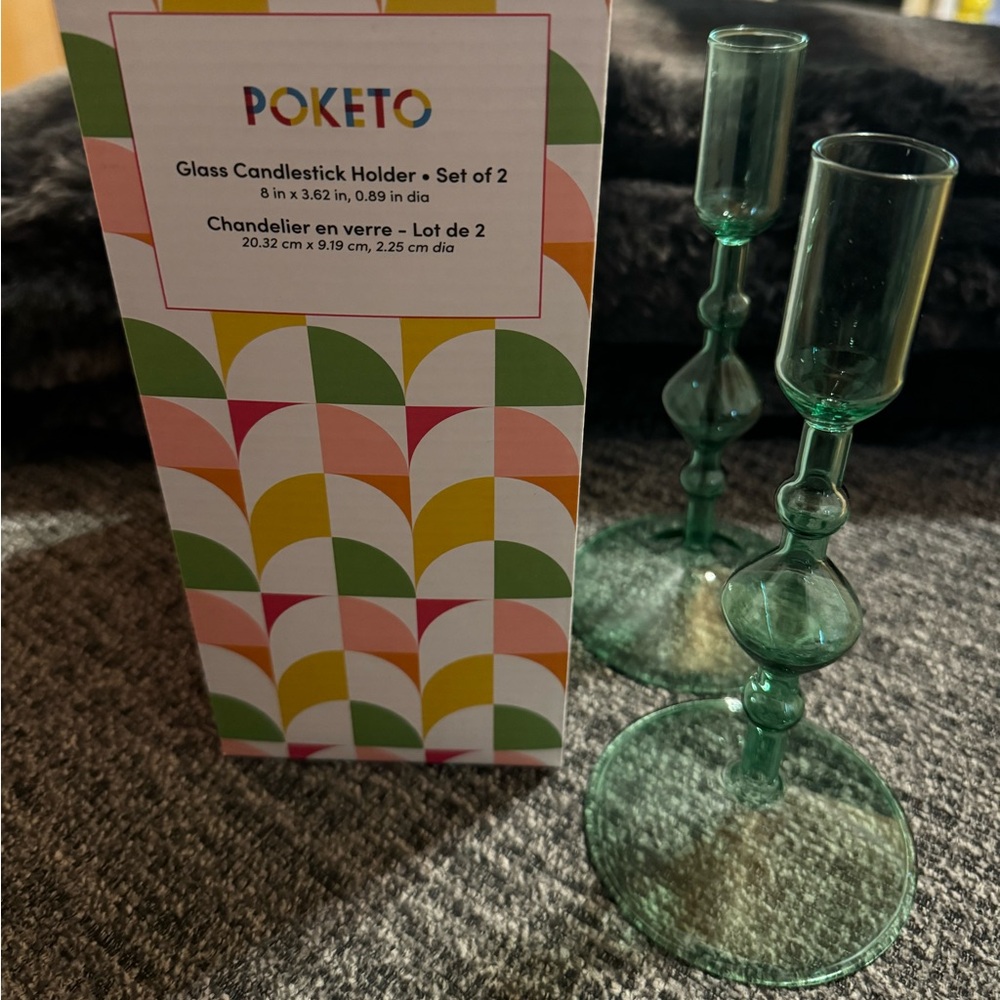 Poketo glass candlestick holders